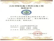 山东省绿色施工科技示范工程验收证书